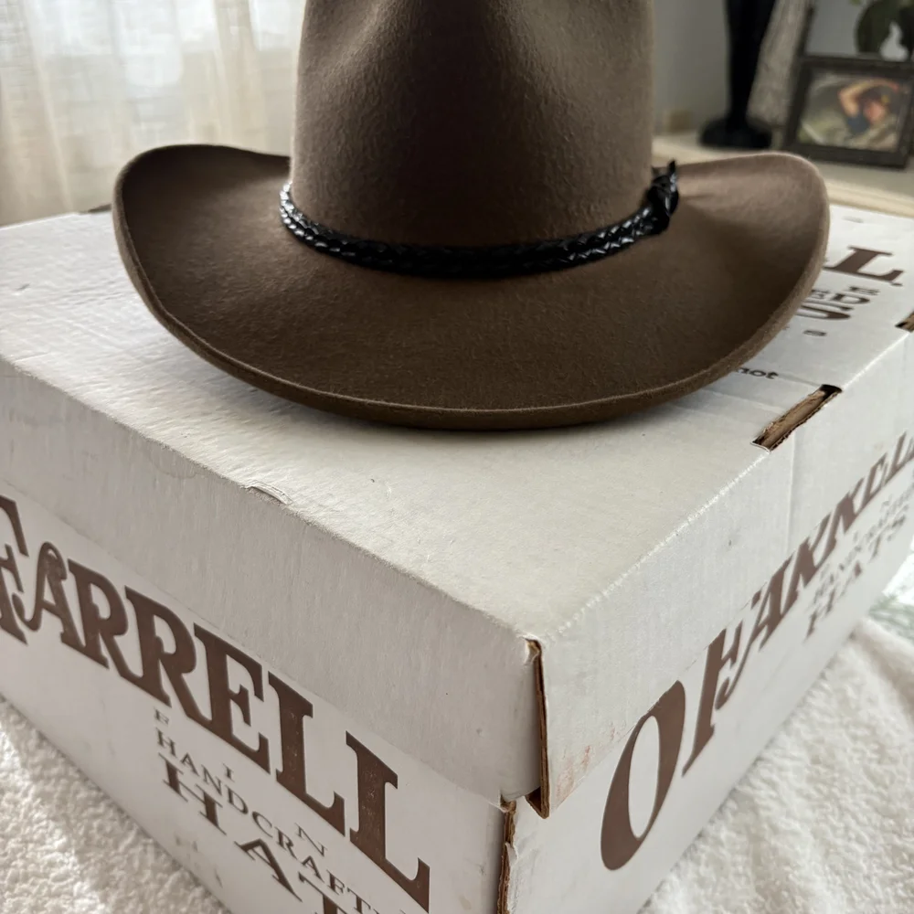 O'Farrell Brown Cowboy Hat with Black Braided Band, Size Small, 6.5-7 - Picture 3 of 13